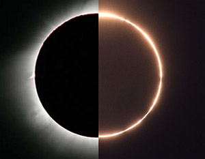 Hybrid solar eclipse - Image Credit & Copyright: Left: Fred Espenak – Right: Stephan Heinsius Hybrid solar eclipse - Image Credit & Copyright: Left: Fred Espenak – Right: Stephan Heinsius