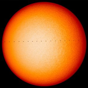 Composite image of Mercury transit across the Sun, as seen by NASA's Solar Dynamics Oberservatory on Nov. 11, 2019. CREDIT: NASA's Goddard Space Flight Center Composite image of Mercury transit across the Sun, as seen by NASA's Solar Dynamics Oberservatory on Nov. 11, 2019. CREDIT: NASA's Goddard Space Flight Center
