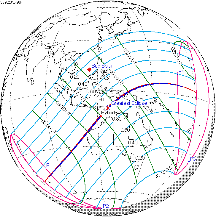 Hybrid Solar Eclipse of April 20, 2023 Hybrid Solar Eclipse of April 20, 2023