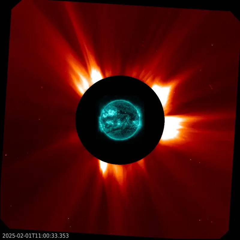 FlareCMEWind-Feb1-2-2025-SDO-SOHO